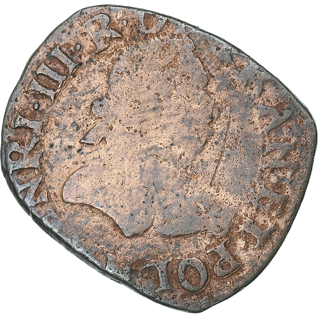 Francja, Henri III, Double Tournois, 1579, La Rochelle, Miedź, VF(20-25)
