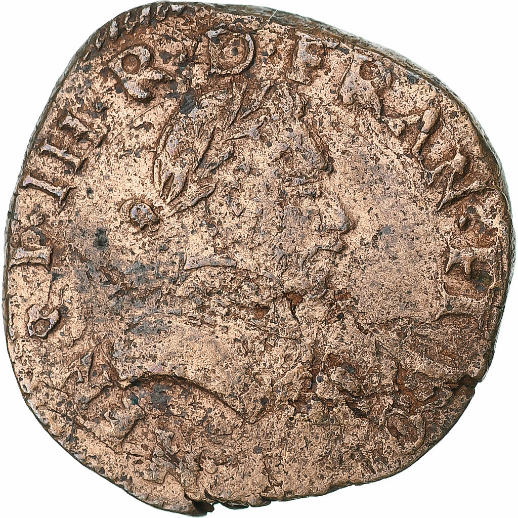 France, Henri III, Double Tournois, 1586, Cuivre, TB+, Gadoury:455