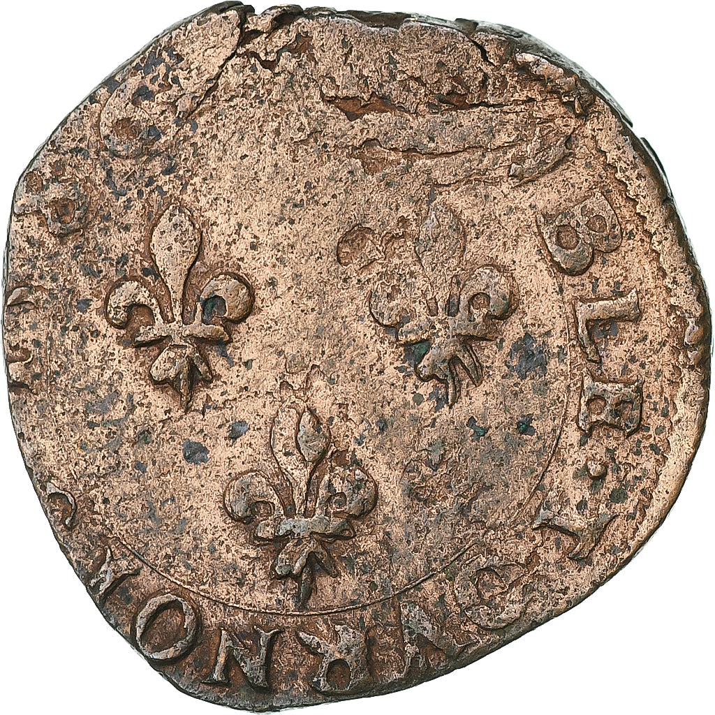 France, Henri III, Double Tournois, 1586, Cuivre, TB+, Gadoury:455