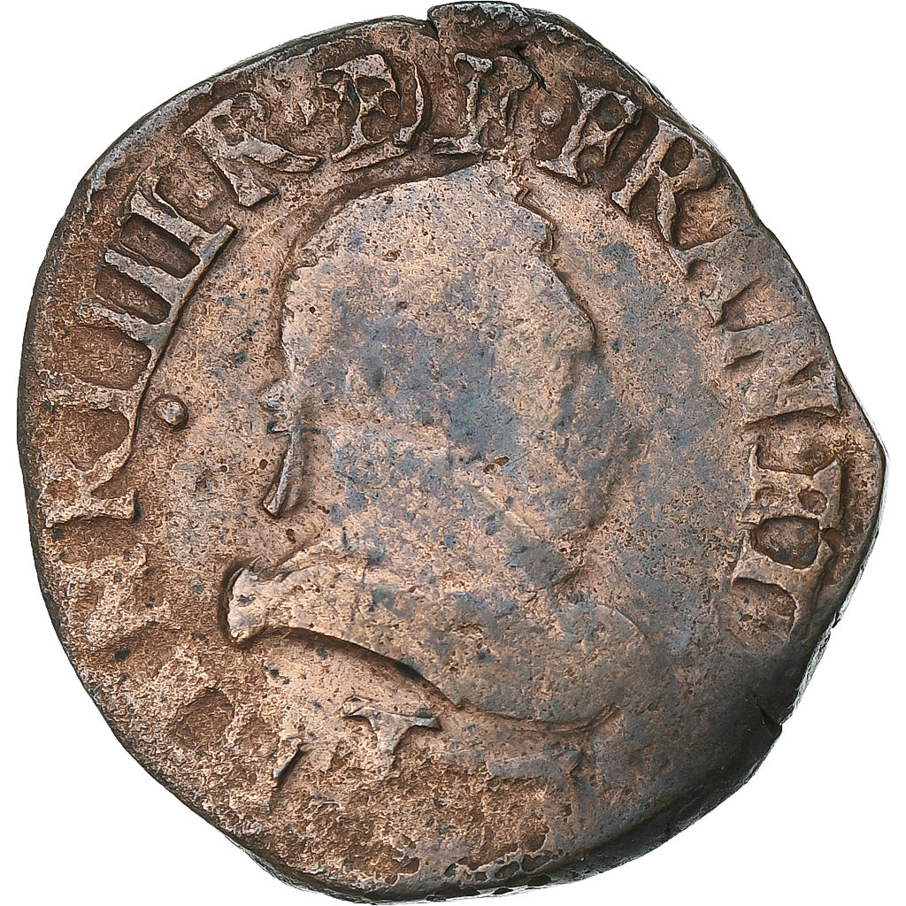 Francja, Henri III, Double Tournois, 1584, Poitiers, Miedź, VF(20-25)