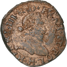 Frankreich, Henri III, Double Tournois, 1586, La Rochelle, Kupfer, S+