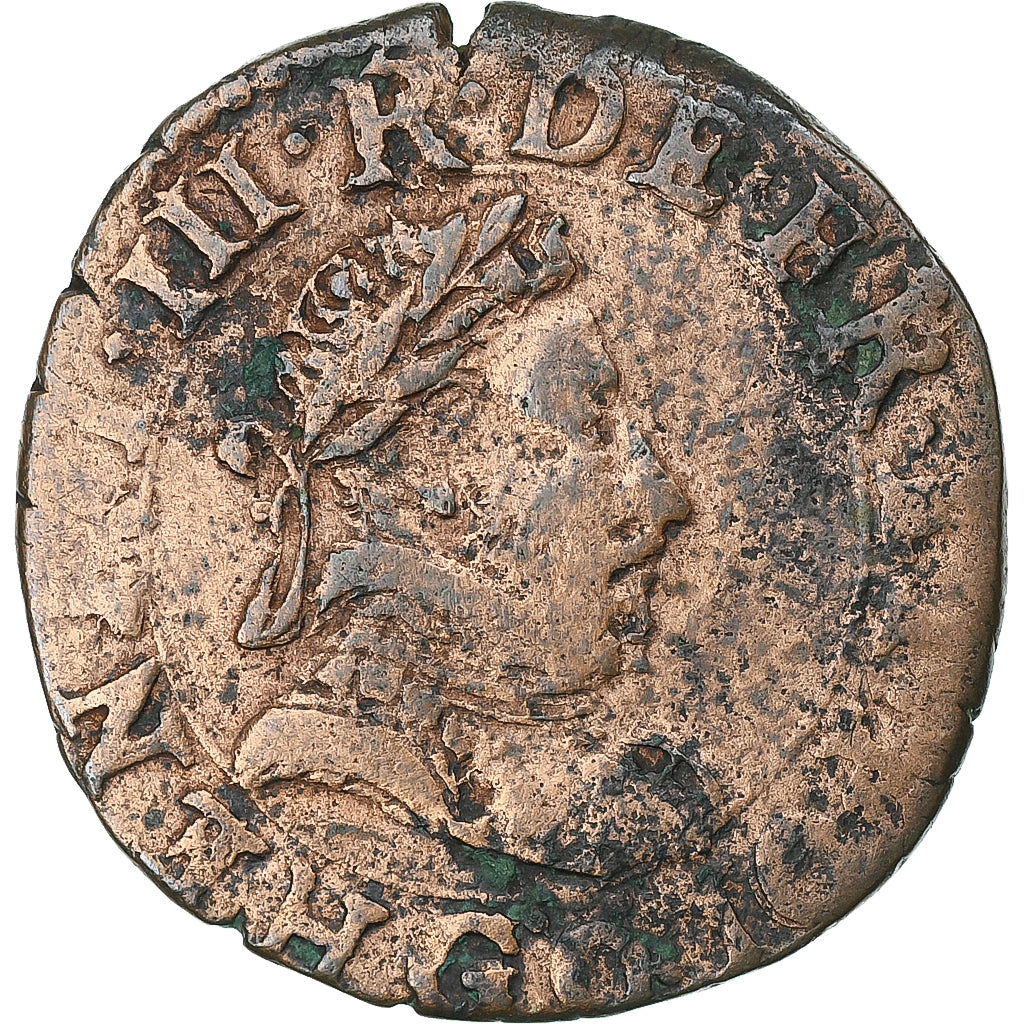 Francja, Henri III, Double Tournois, 1581, Poitiers, Miedź, VF(30-35)
