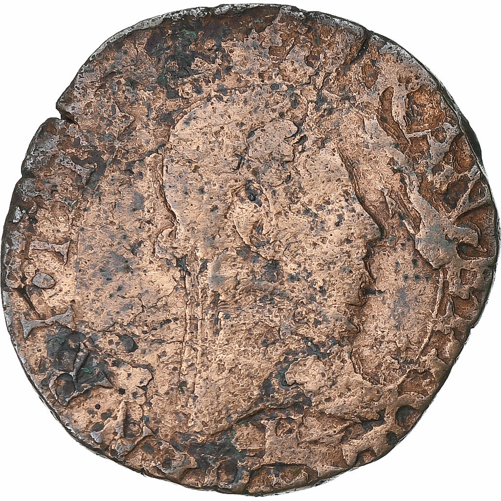 France, Henri III, Double Tournois, 1584, Tours, Cuivre, TB, Gadoury:455