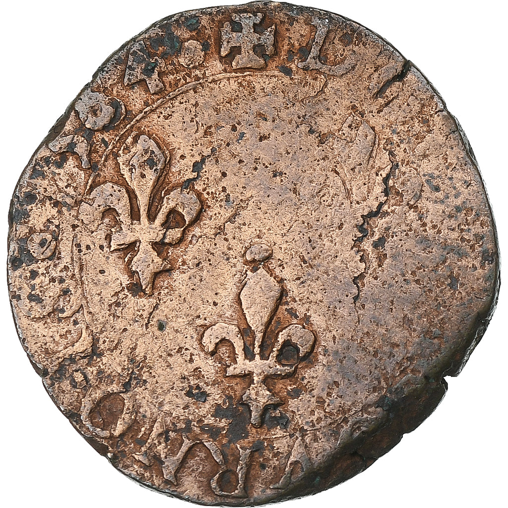 France, Henri III, Double Tournois, 1584, Tours, Cuivre, TB, Gadoury:455