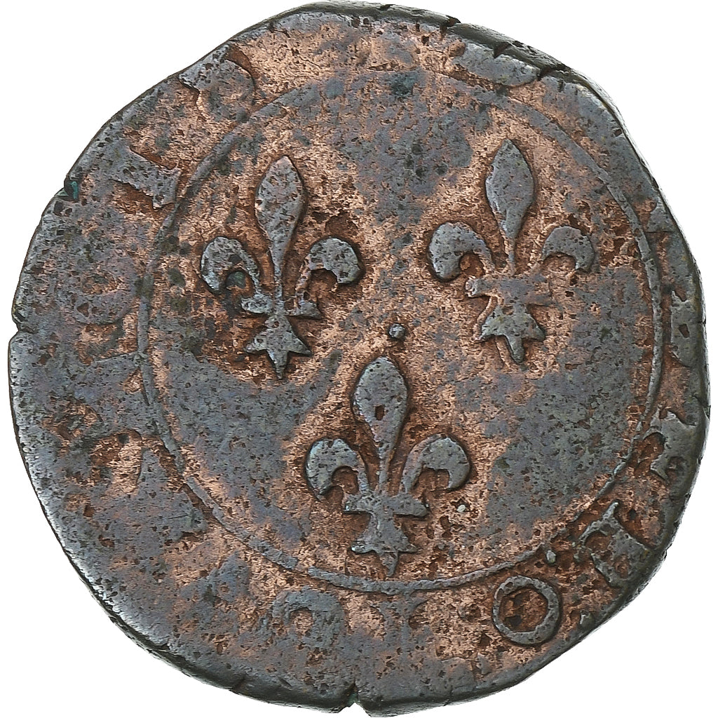 Francia, Henri III, Double Tournois, Bourges, Cobre, BC+, Gadoury:455