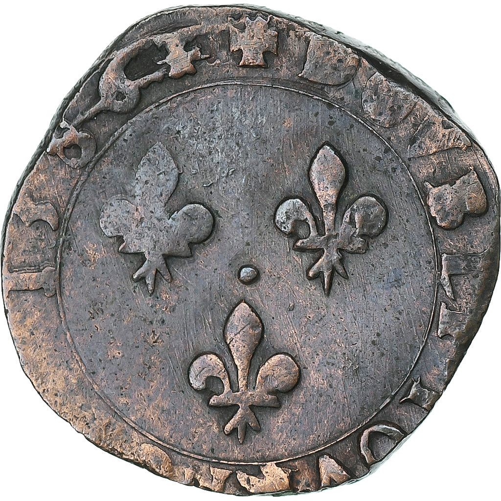 Frankreich, Henri III, Double Tournois, 1586, La Rochelle, Kupfer, S