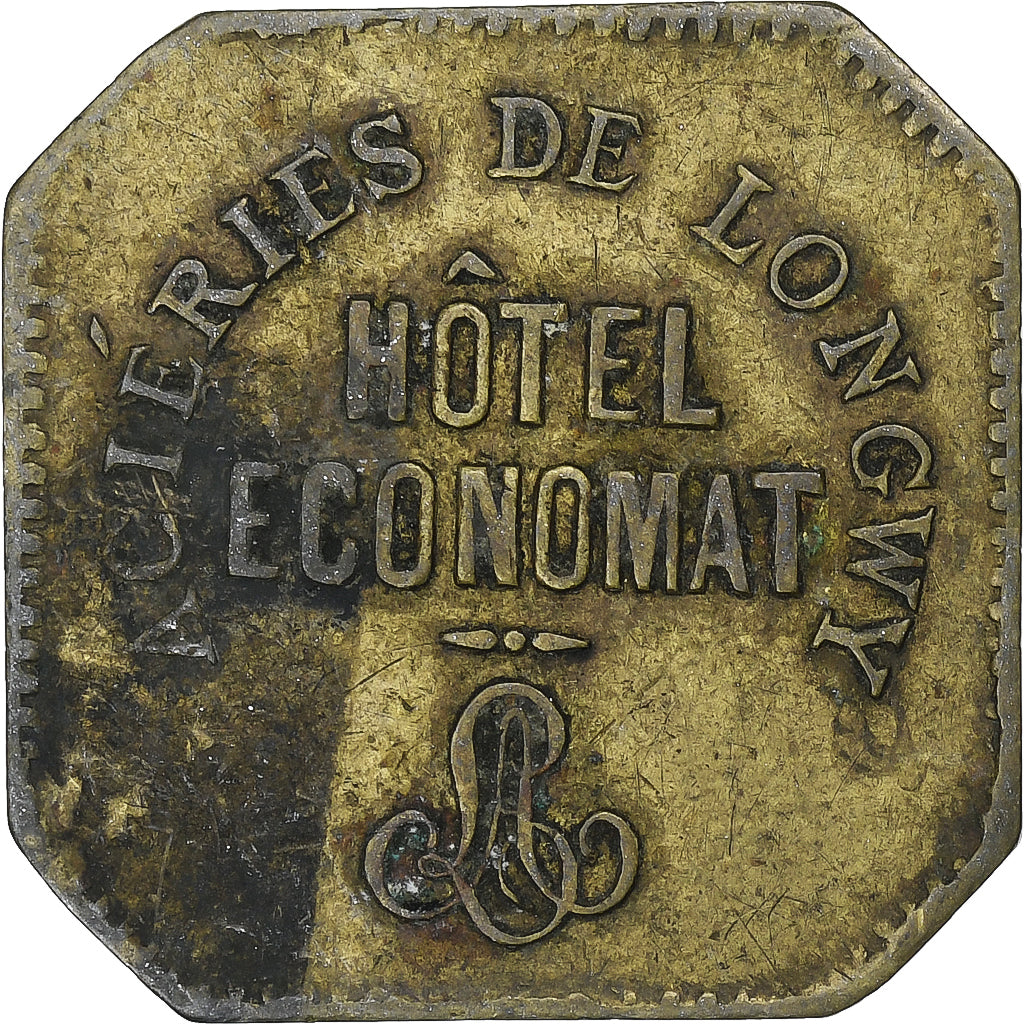 Frankrijk, Hôtel Economat, Aciéries de Longwy, 5 Centimes, 1883, FR+, Tin