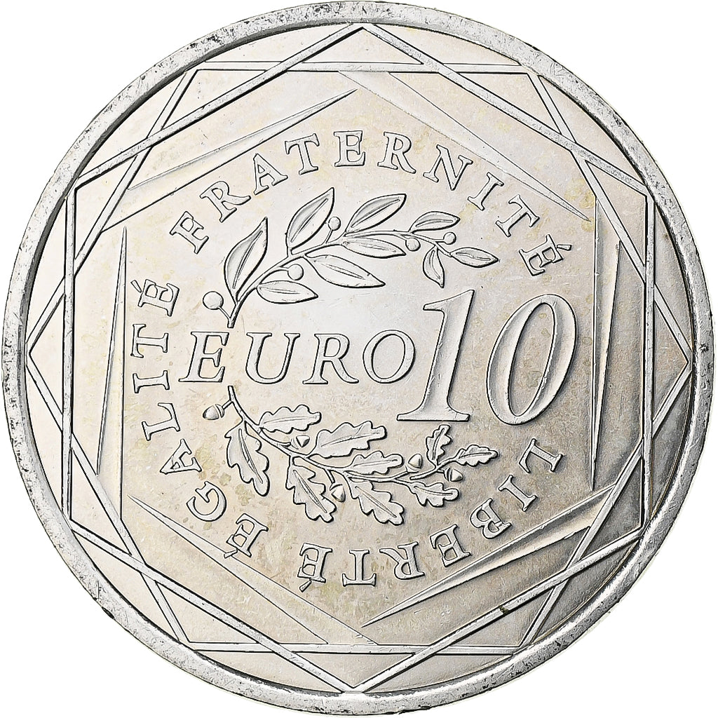 França, Semeuse, 10 Euro, 2009, Monnaie de Paris, MS(63), Prata, KM:1580