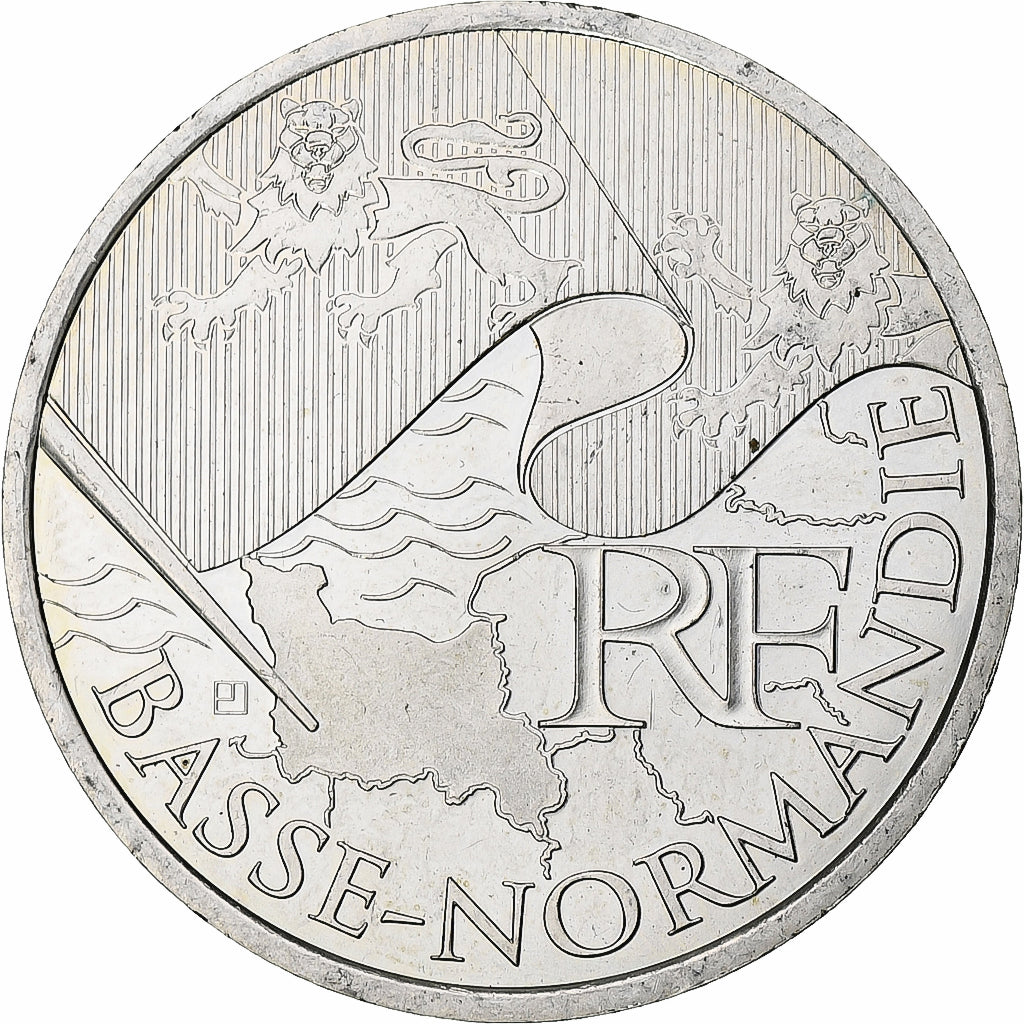 France, 10 Euro, Basse-Normandie, 2010, Monnaie de Paris, MS(63), Silver