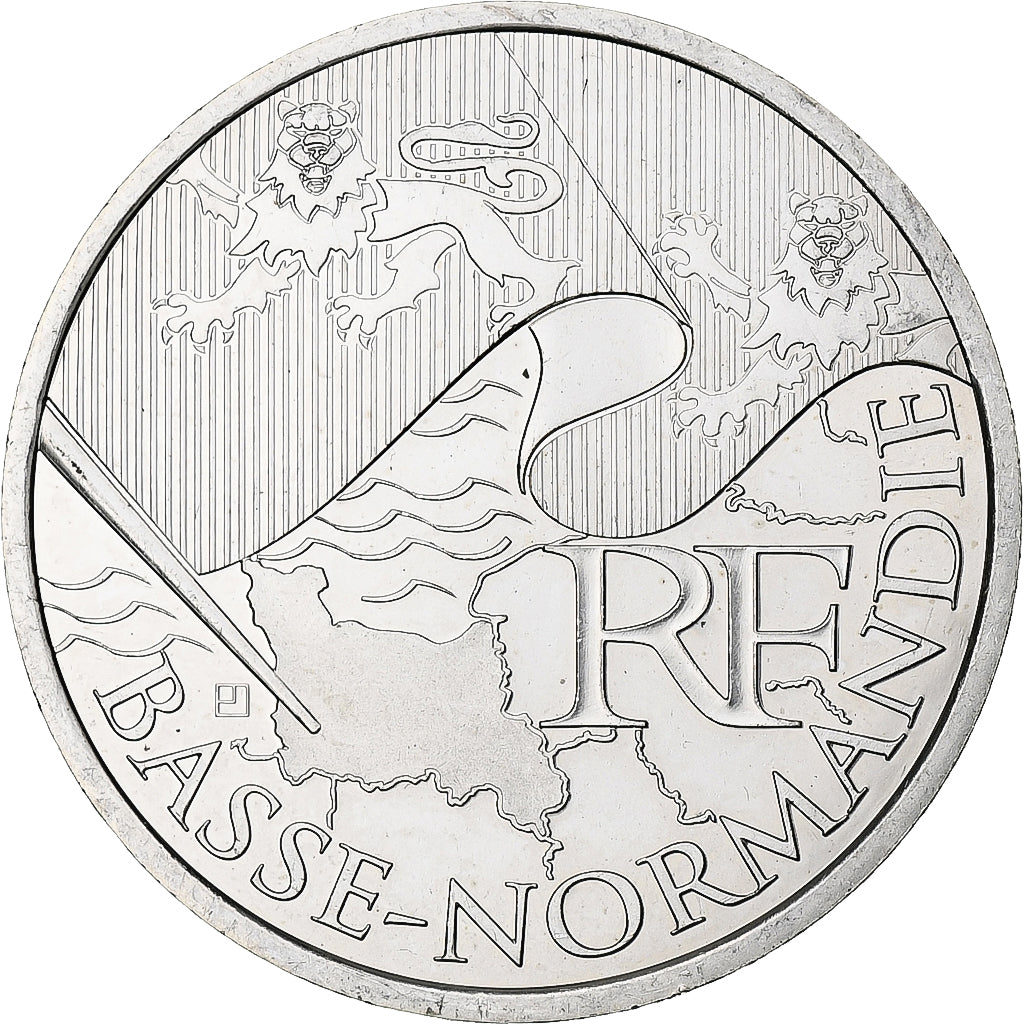 Francja, 10 Euro, Basse-Normandie, 2010, Monnaie de Paris, MS(63), Srebro