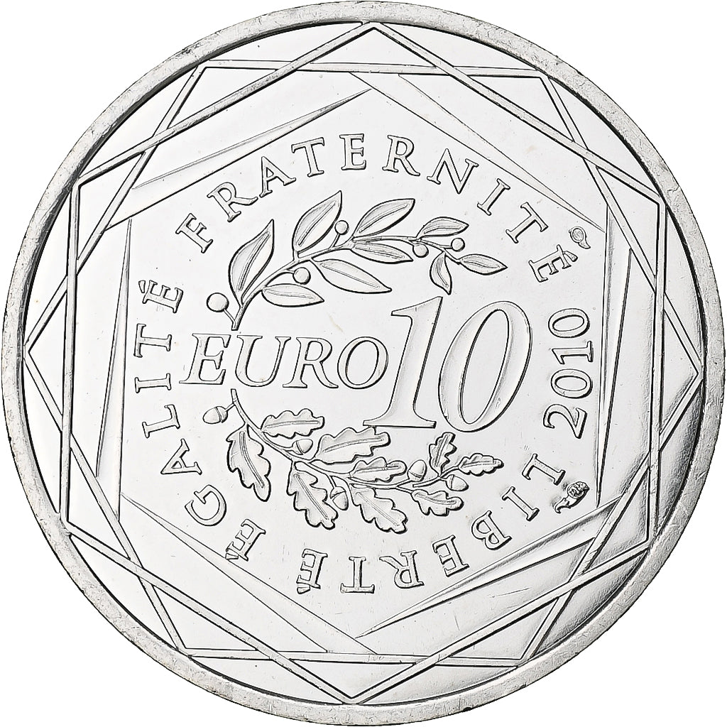 Francja, 10 Euro, Basse-Normandie, 2010, Monnaie de Paris, MS(63), Srebro