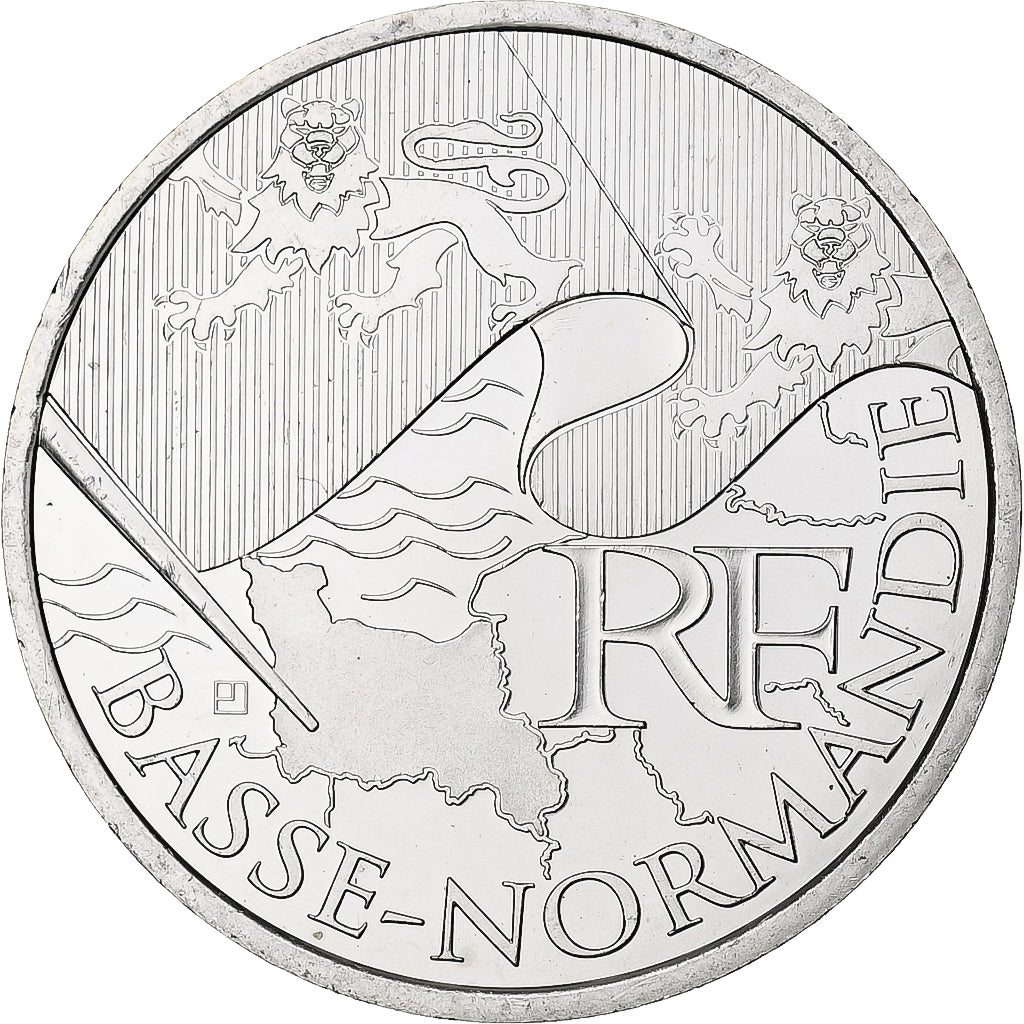 Francja, 10 Euro, Basse-Normandie, 2010, Monnaie de Paris, MS(64), Srebro