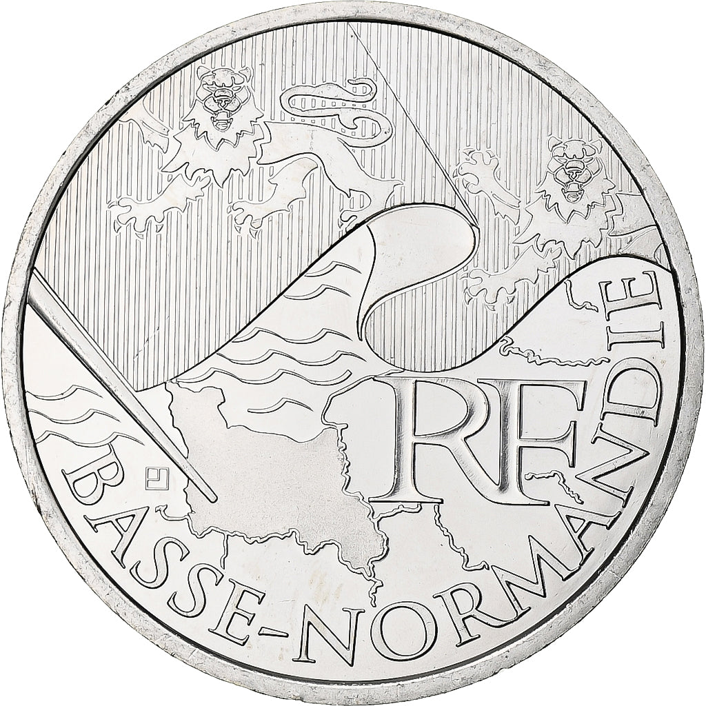 France, 10 Euro, Basse-Normandie, 2010, Monnaie de Paris, MS(64), Silver