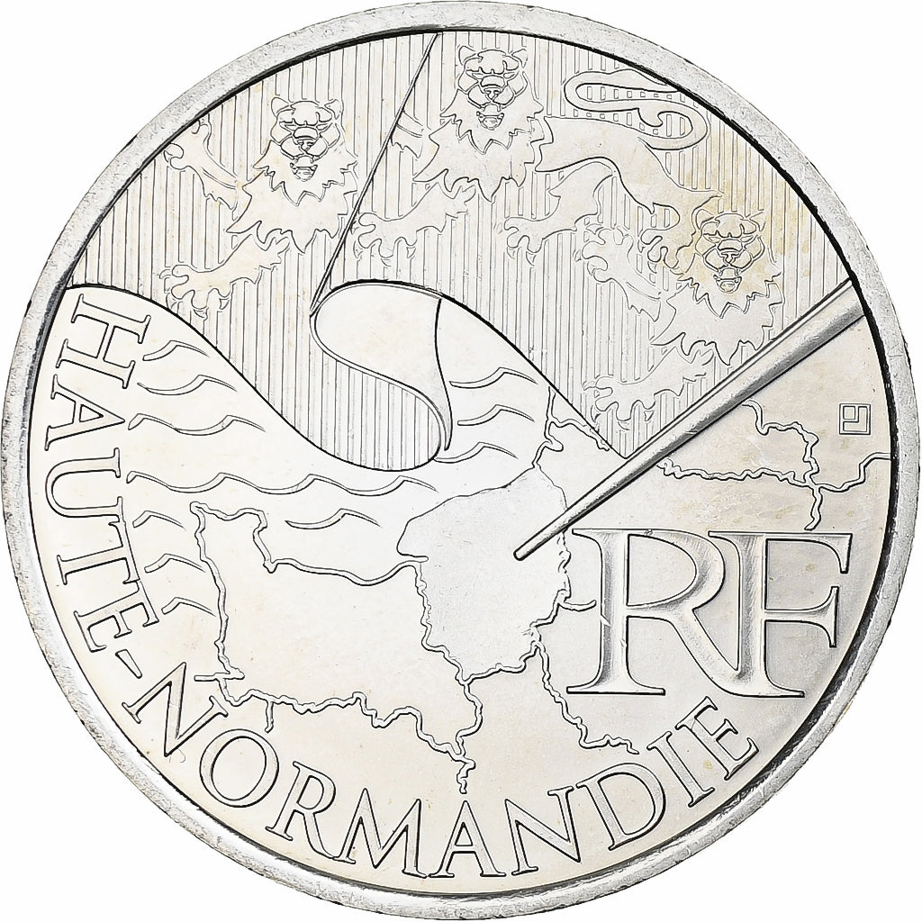 France, 10 Euro, Haute-Normandie, 2010, Monnaie de Paris, MS(64), Silver