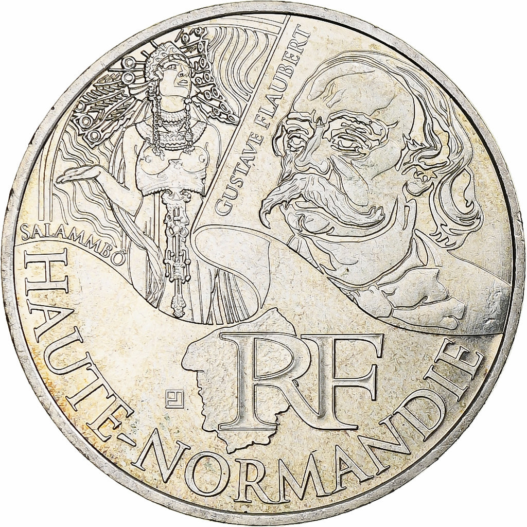 Francja, 10 Euro, Haute-Normandie, 2012, Monnaie de Paris, MS(63), Srebro