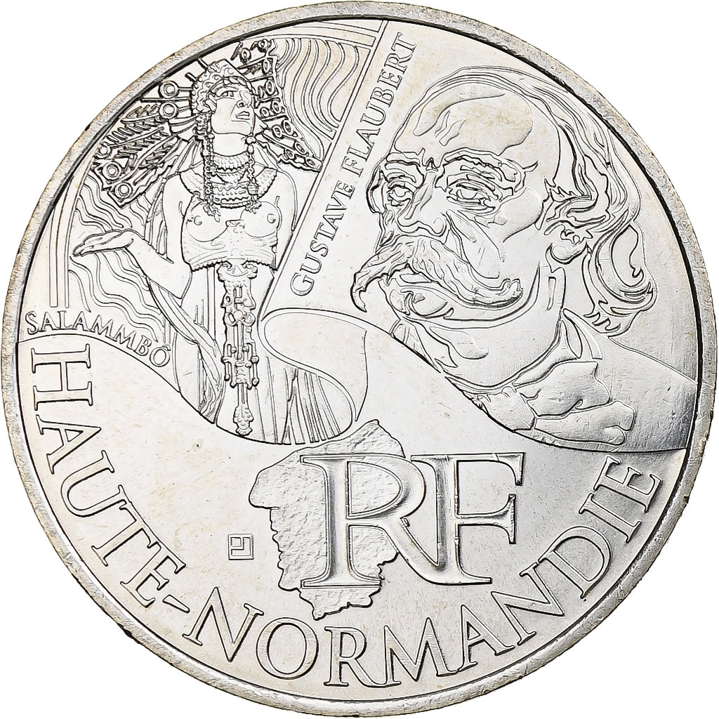 Francja, 10 Euro, Haute-Normandie, 2012, Monnaie de Paris, MS(64), Srebro