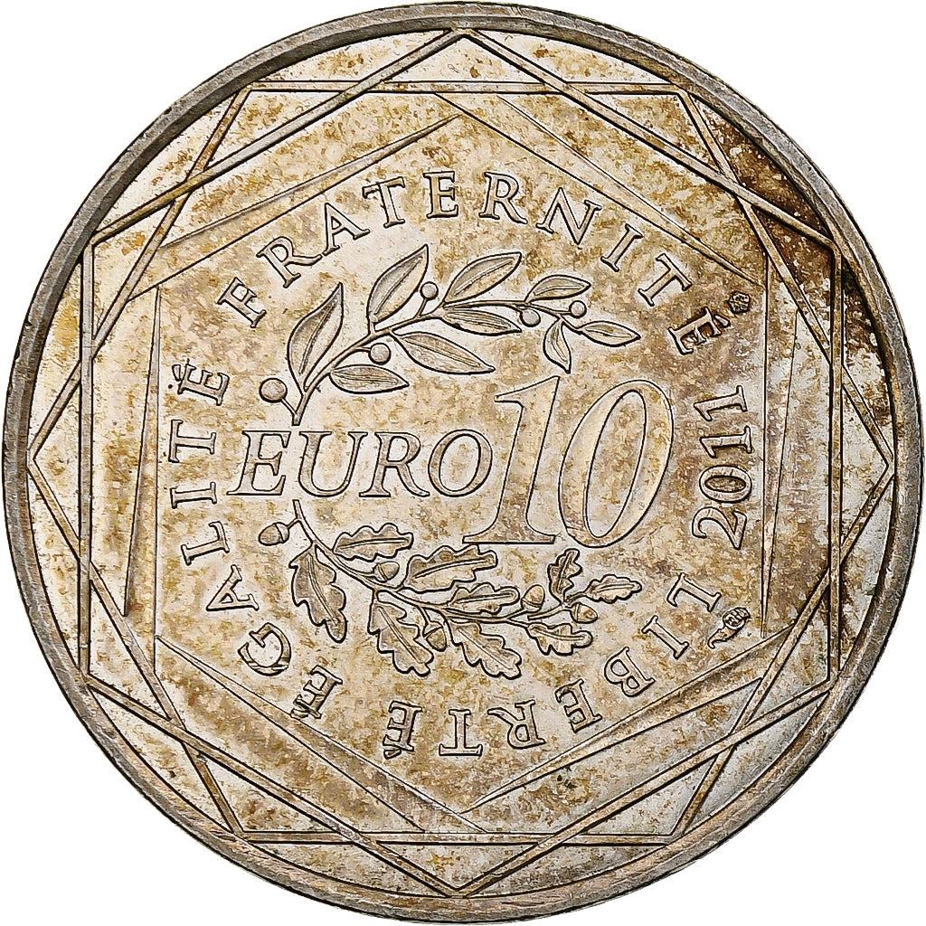 França, 10 Euro, Haute-Normandie, 2011, Monnaie de Paris, MS(60-62), Prata