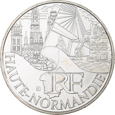 França, 10 Euro, Haute-Normandie, 2011, Monnaie de Paris, MS(64), Prata