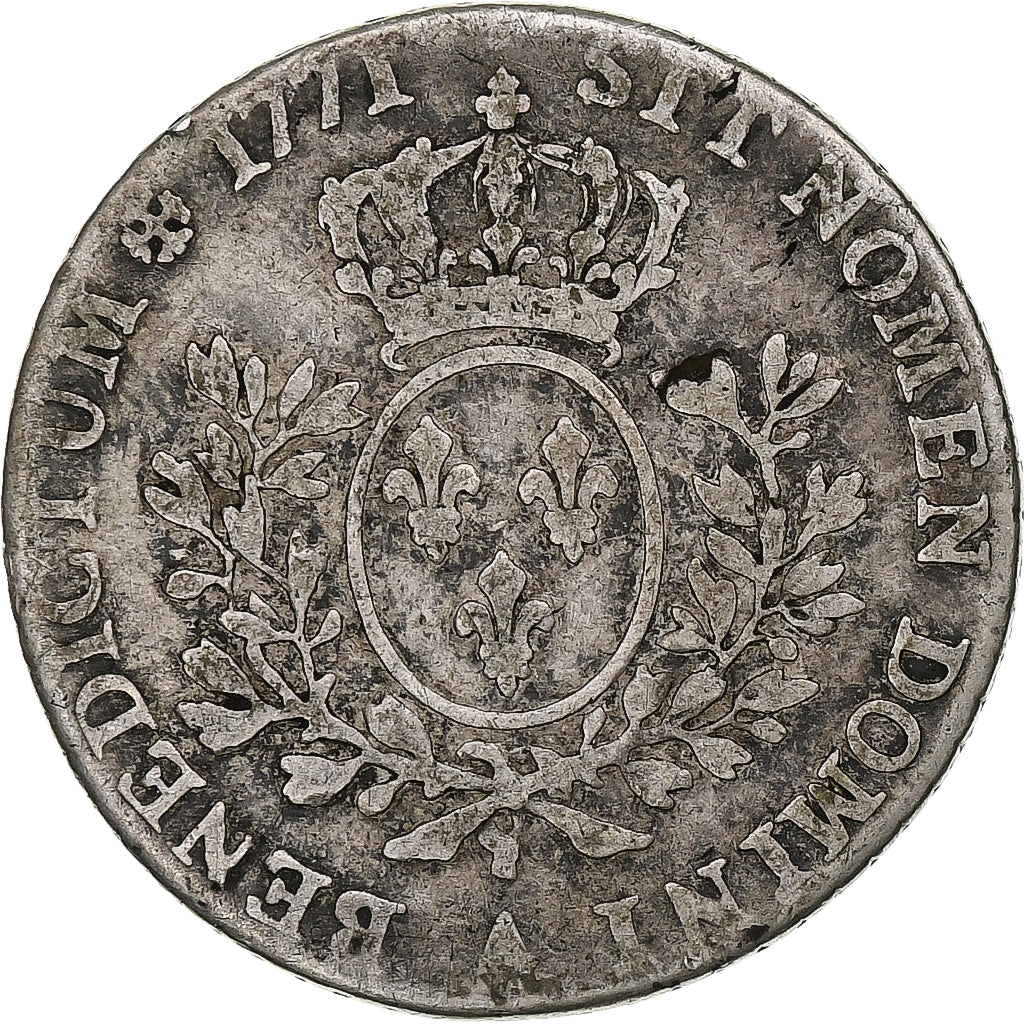 Frankrijk, Louis XV, 1/5 Écu à la vieille tête, 1771, Paris, Zilver, FR