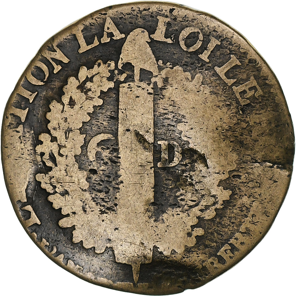 Francia, Louis XVI, 6 Deniers, 1792, Limoges, Cobre, BC, KM:610