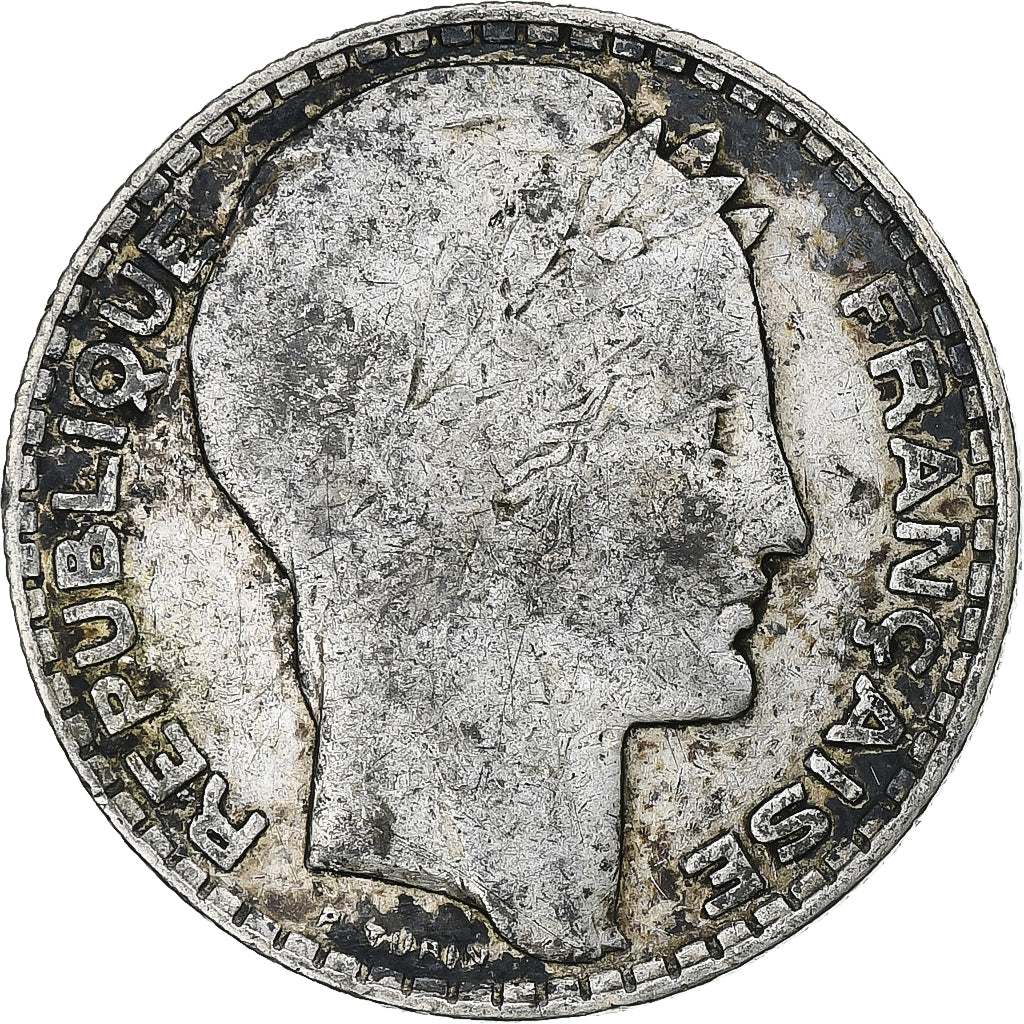 Francia, 10 Francs, Turin, 1930, Paris, 3 rond, Argento, MB, Gadoury:801, KM:878