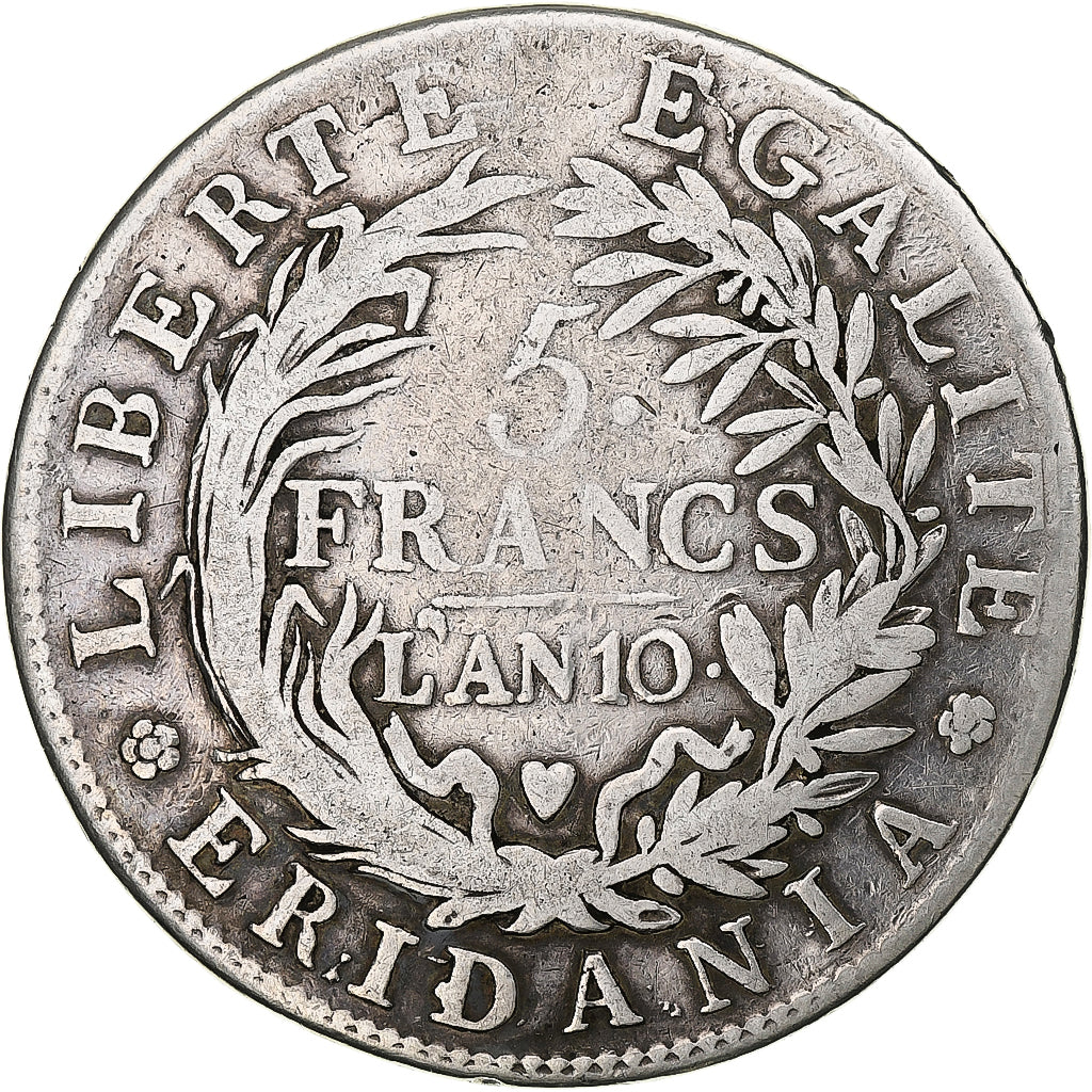 Italien, Republic of Piedmont, 5 Francs, An 10, Turin, Silber, S, KM:4