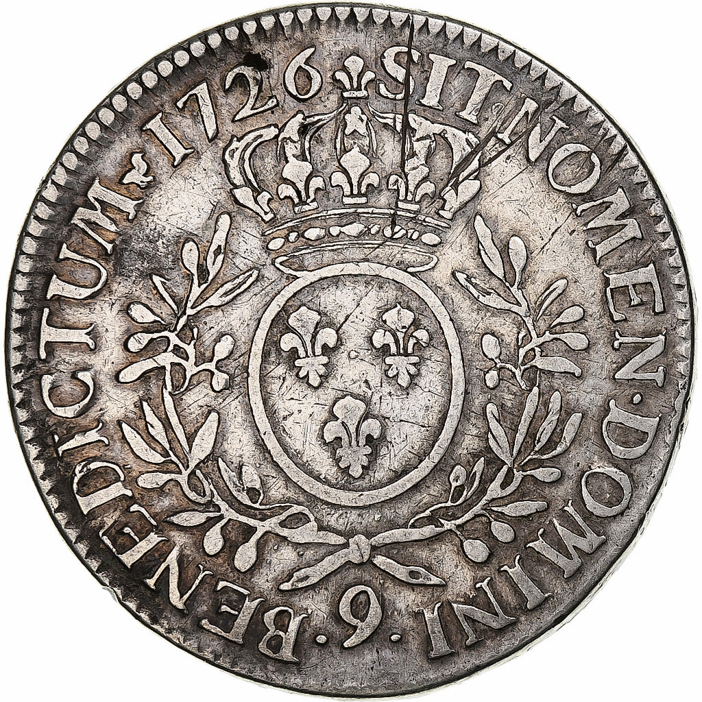 France, Louis XV, Ecu aux branches d'olivier, 1726, Rennes, Silver, VF(30-35)