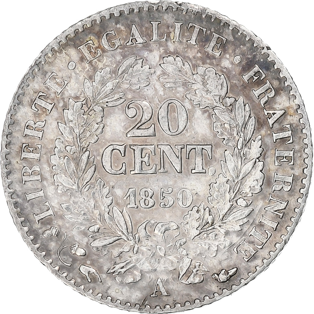 France, 20 Centimes, Cérès, 1850, Paris, Silver, AU(50-53), Gadoury:303