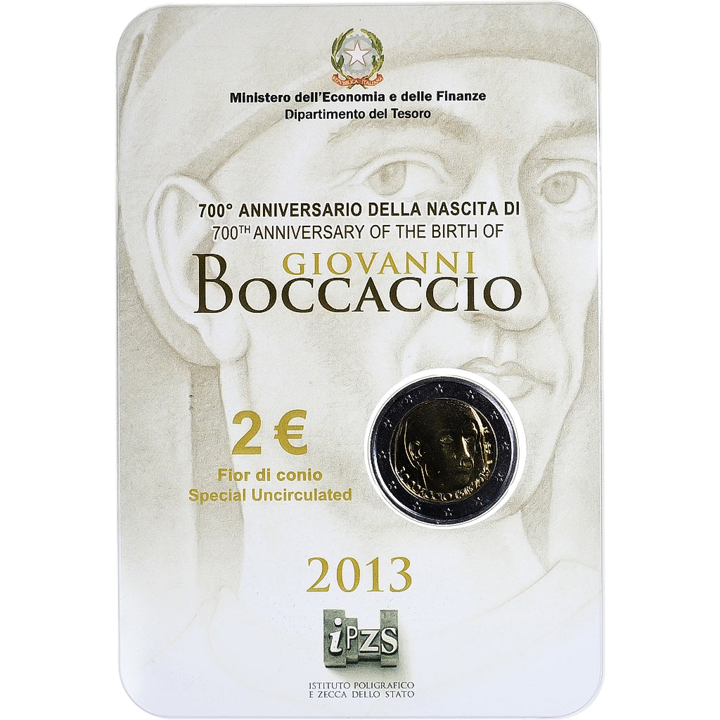 Italy, 2 Euro, Giovanni Boccaccio, 2013, Rome, Special Unc., MS(65-70)