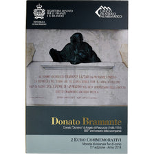 San Marino, 2 Euro, Donato Bramante, 2014, Rome, FDC, MS(65-70), Bi-Metallic