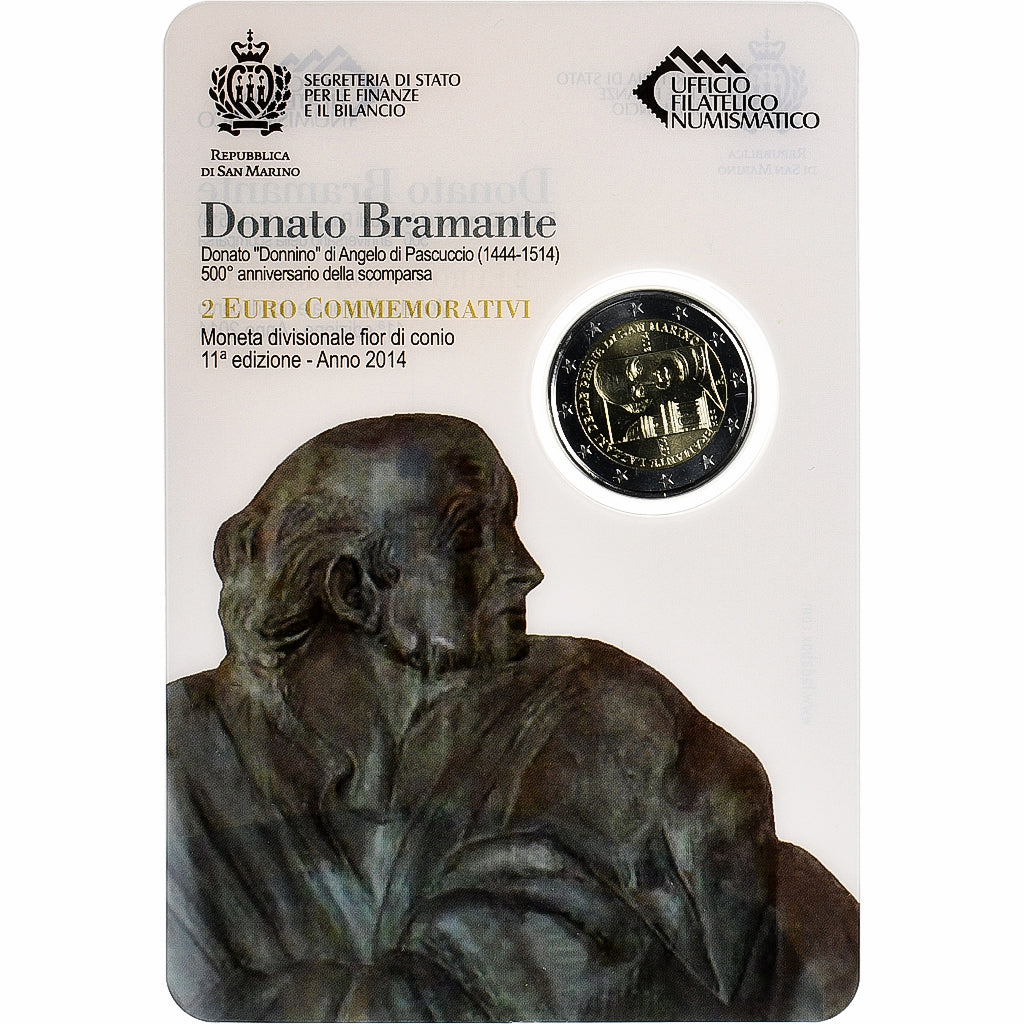 San Marino, 2 Euro, Donato Bramante, 2014, Rome, FDC, MS(65-70), Bi-Metallic