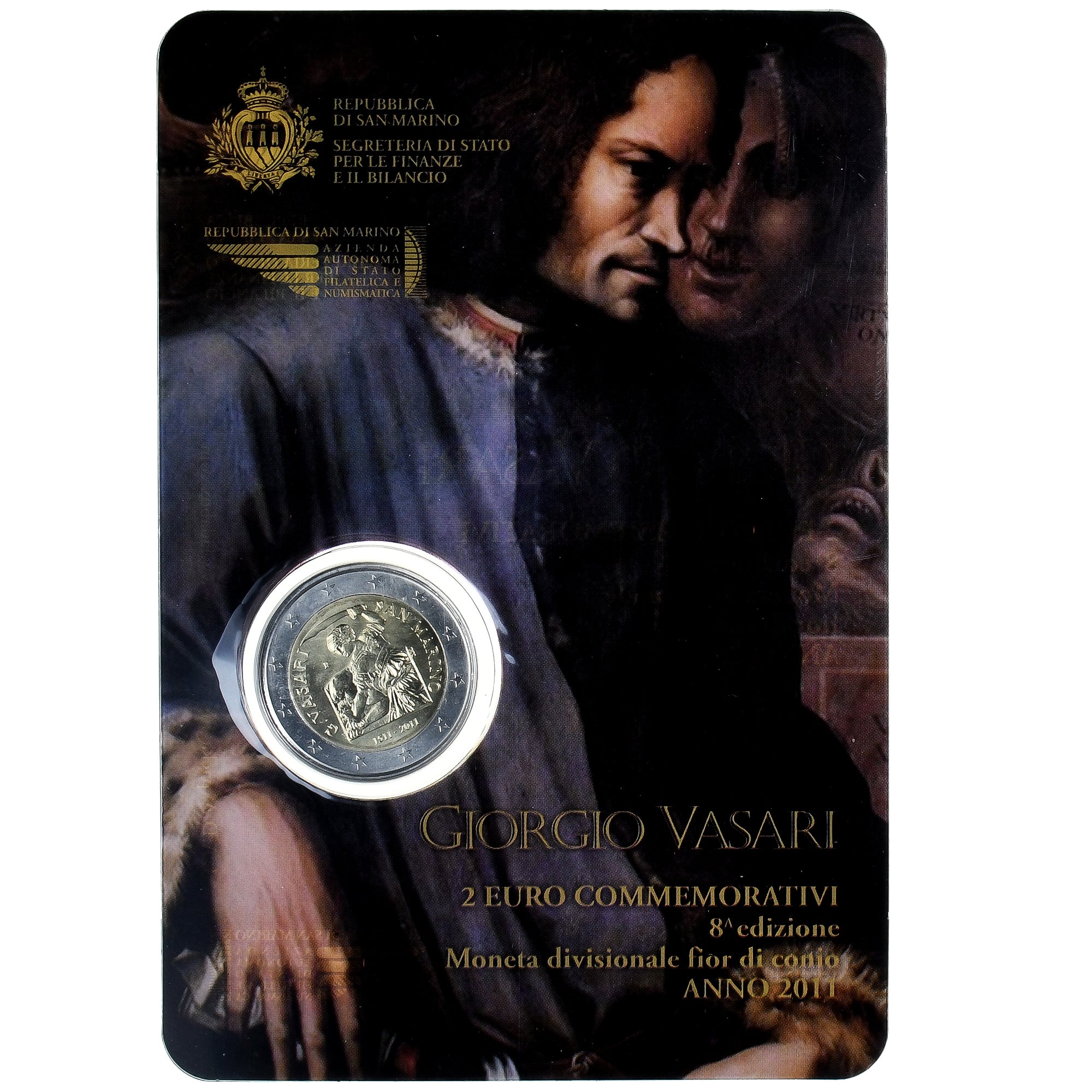 San Marino, 2 Euro, Giorgo Vasari, 2011, Rome, FDC, FDC, Bimetálico