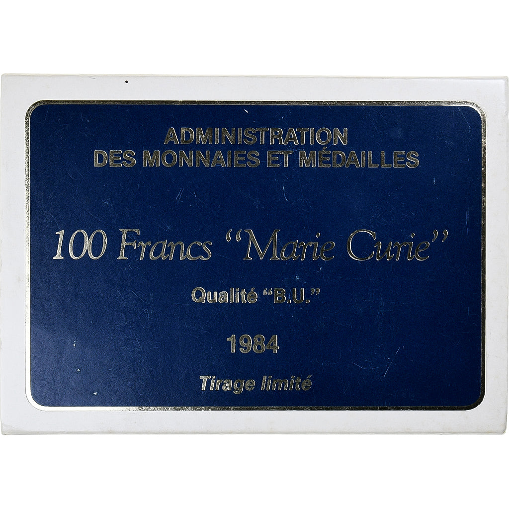 France, 100 Francs, Marie Curie, 1984, Monnaie de Paris, BU, Argent, FDC