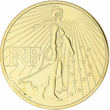 France, Semeuse, 50 Euro, 2010, Monnaie de Paris, MS(65-70), Gold plated silver