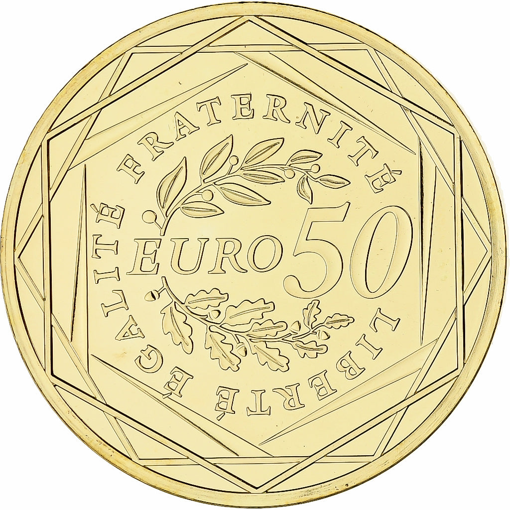 França, Semeuse, 50 Euro, 2010, Monnaie de Paris, MS(65-70), Gold plated