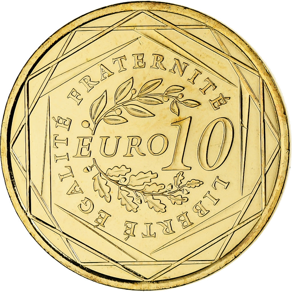 France, Semeuse, 10 Euro, 2009, Monnaie de Paris, FDC, Argent plaqué or