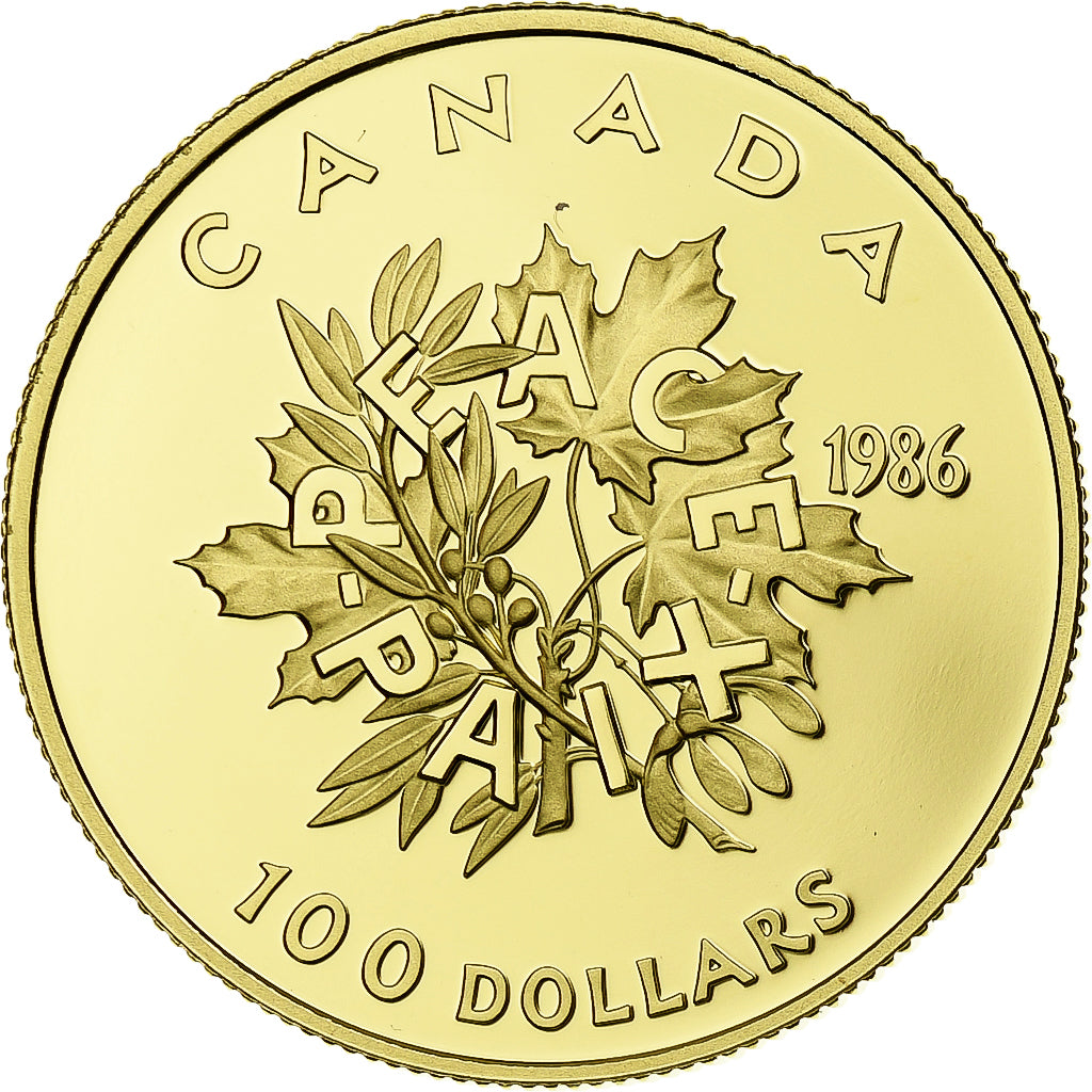 Canada, Elizabeth II, 100 Dollars, Peace, 1986, Ottawa, Proof, Gold