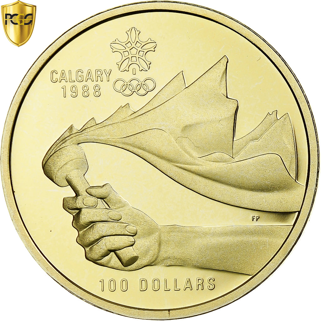 Canada, Élisabeth II, 100 Dollars, JO de Calgary, 1987, Ottawa, BE, Or, PCGS