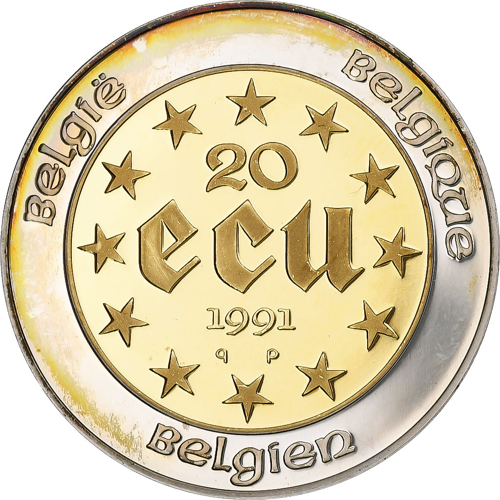 Belgium, 20 écu, 1/5 Oz, Baudouin I, 1991, Proof, MS(65-70), Gold