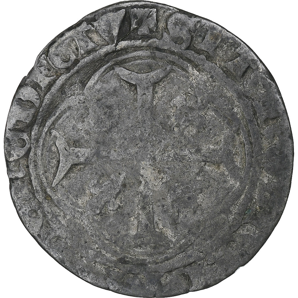 France, Charles VII, Blanc à la couronne, Romans, Silver, VF(30-35)