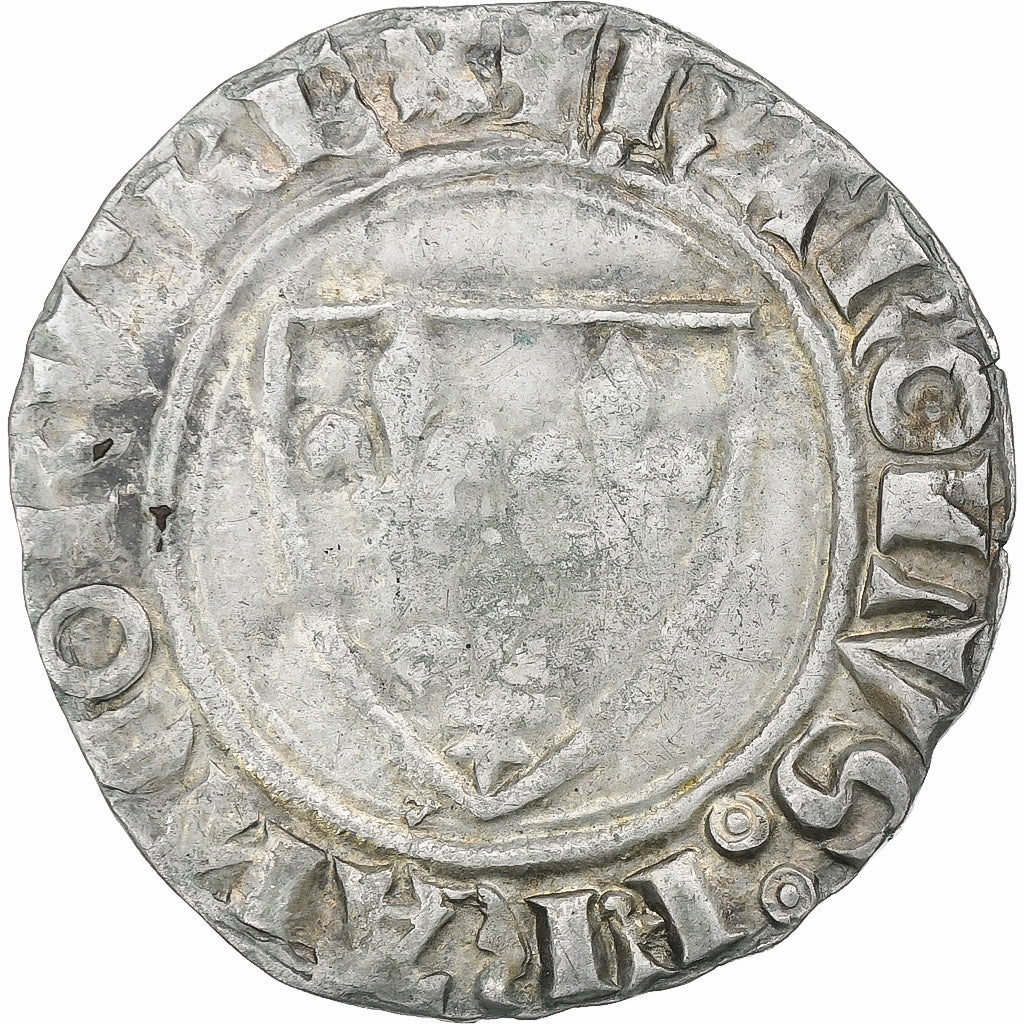 France, Charles VI, Blanc Guénar, Cremieu, Silver, VF(30-35), Duplessy:377A