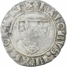 France, Charles VI, Blanc Guénar, Cremieu, Silver, VF(30-35), Duplessy:377A