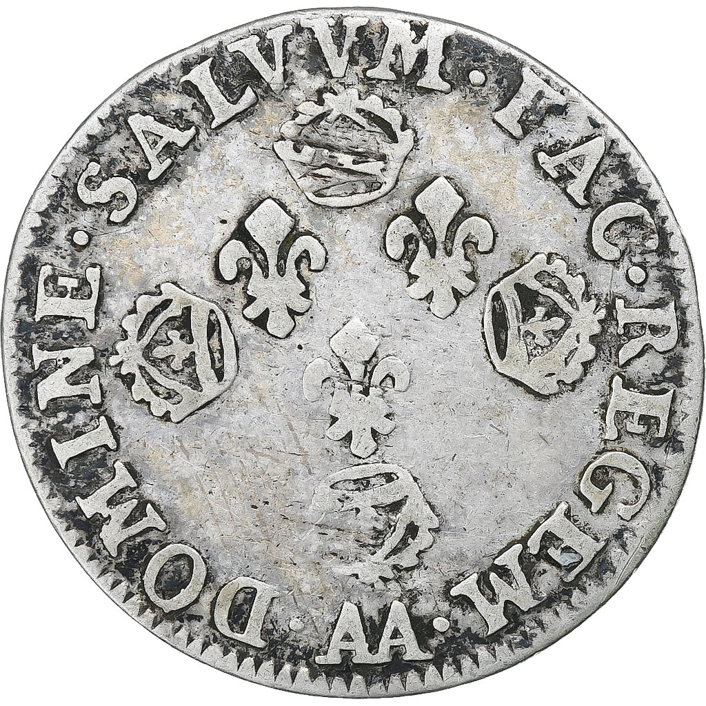 França, Louis XIV, 10 Sols aux 4 couronnes, 1705, Metz, Prata, VF(20-25)