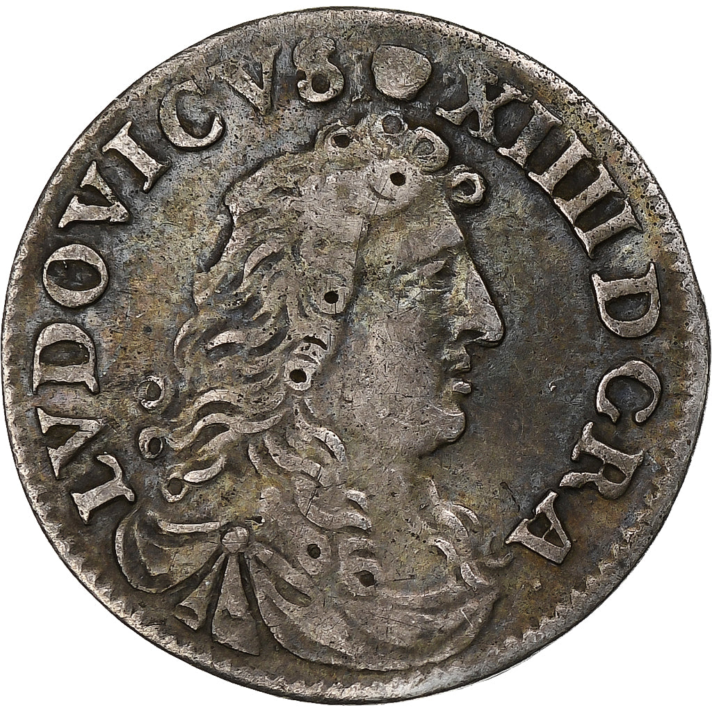 France, Louis XIV, 4 Sols des Traitants, 1676, Vimy, Silver, EF(40-45)