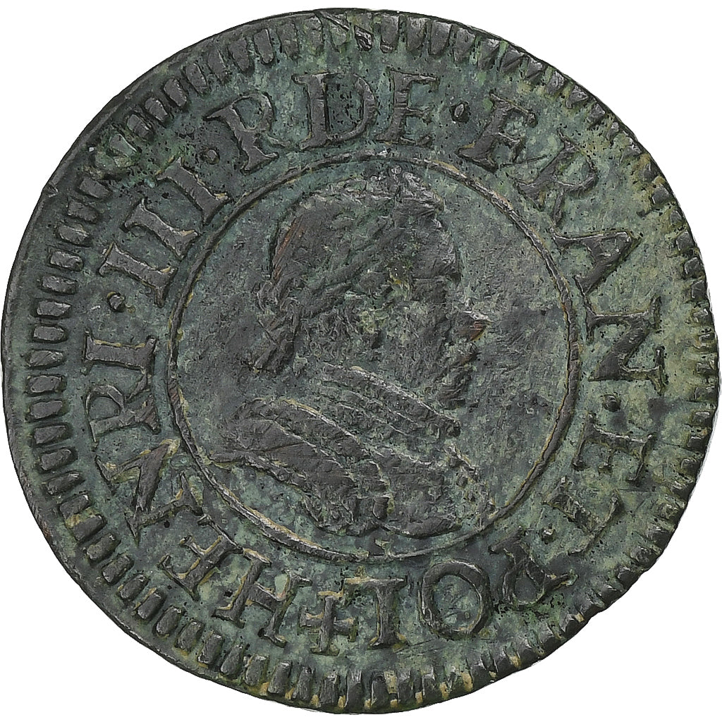 França, Henri III, Denier Tournois, Paris, Cobre, EF(40-45), Gadoury:450
