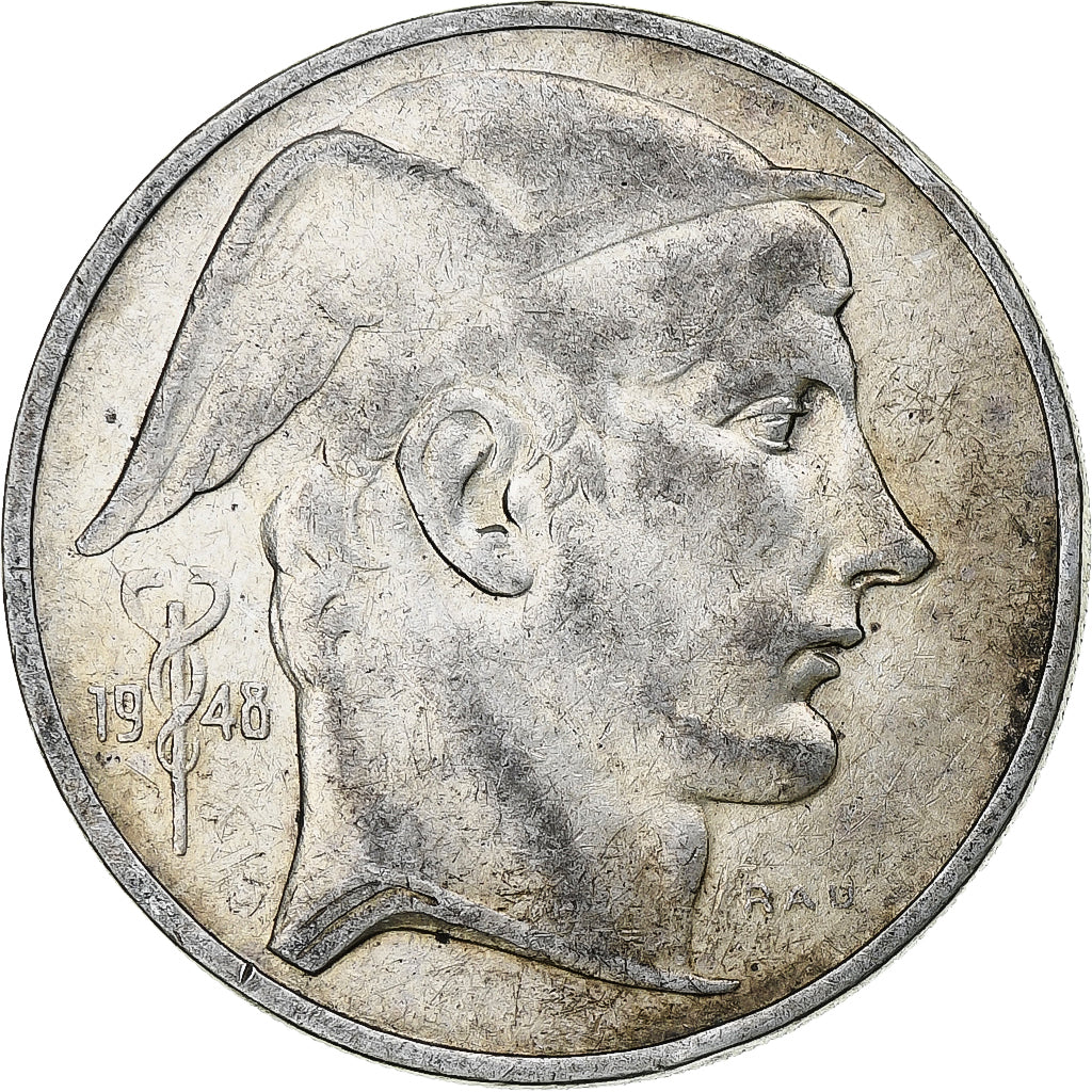 Belgium, Régence Prince Charles, 50 Francs, Mercure, 1948, Brussels, Silver