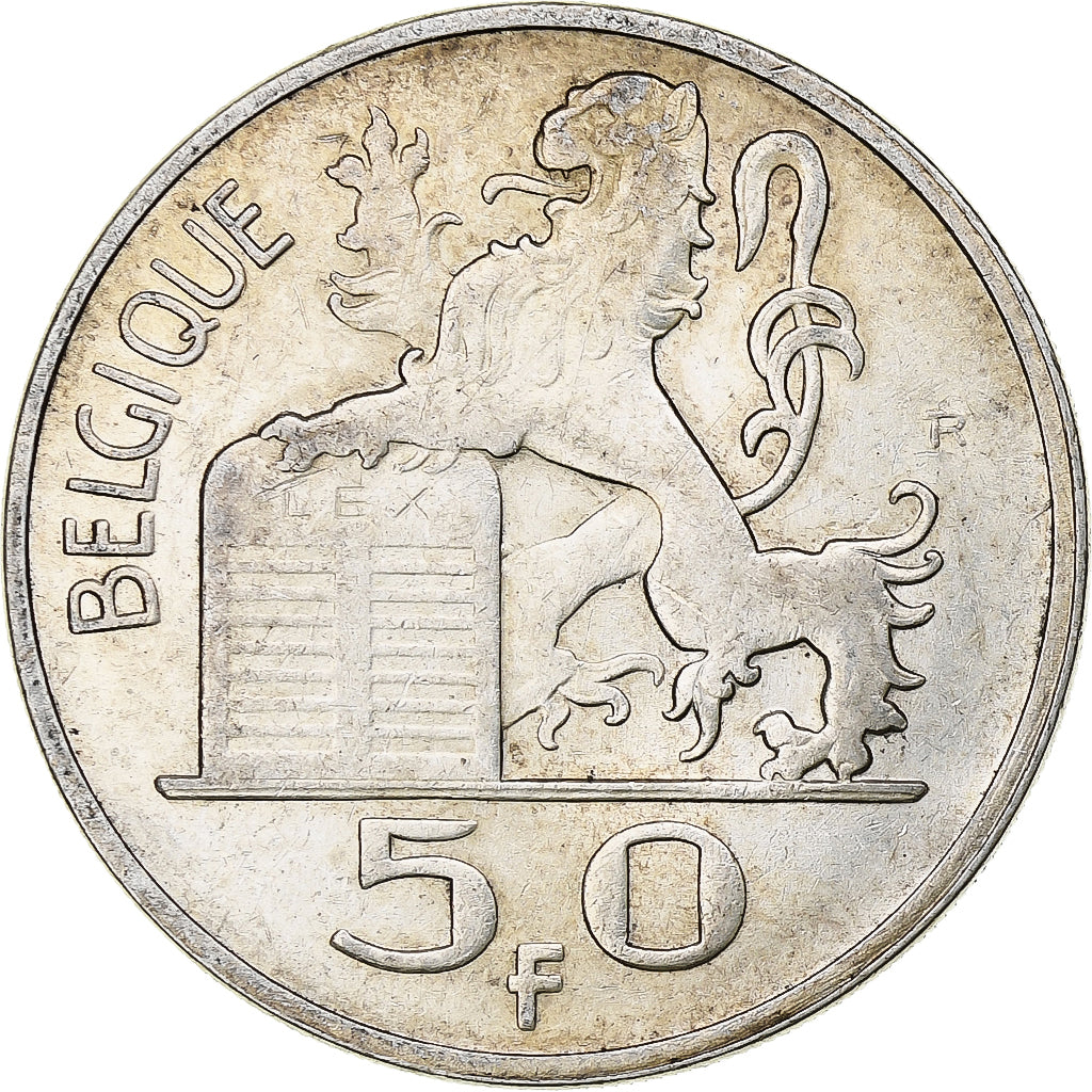 Belgium, Régence Prince Charles, 50 Francs, Mercure, 1948, Brussels, Silver