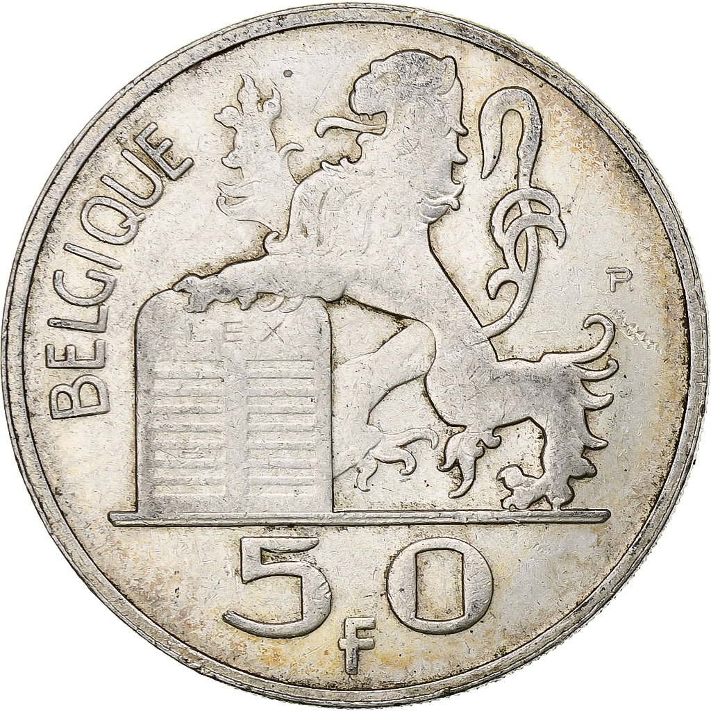 Belgium, Régence Prince Charles, 50 Francs, Mercure, 1948, Brussels, Silver