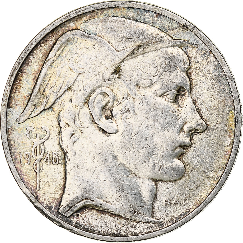 Belgium, Régence Prince Charles, 50 Francs, Mercure, 1948, Brussels, Silver