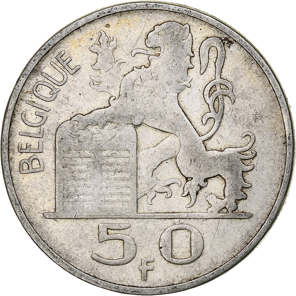 Belgium, Régence Prince Charles, 50 Francs, Mercure, 1949, Brussels, Silver